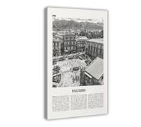 NEOHI Palermo Black And White, Italy, Italia, Palermu, Sicily City Travel Landscape Canvas Art Wall Decor Posters Home Bar Restaurant Garage Cafe Logo Gift 24x36inch(60x90cm)
