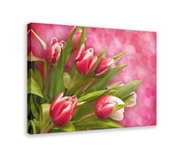NEOHI Pink Tulips, Hearts, Bouquet, Mood Healing Canvas Wall Art Posters And Prints Room Aesthetic Bedroom Office Decor 12x18inch(30x45cm)