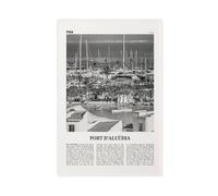 NEOHI Port D'Alcúdia Black And White, Spain City Travel Landscape Canvas Art Wall Decor Posters Home Bar Restaurant Garage Cafe Logo Gift 16x24inch(40x60cm)