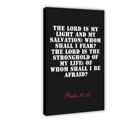 NEOHI Psalm 27 12 The LORD Is My Light And My Salvation; Whom Shall I Fear Bible Black And White Canvas Modern Poster Wall Art Prints Paintings Living Room Bedroom Decor 24x36inch(60x90cm)