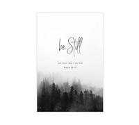 NEOHI Psalm 46 10 Be Still And Know That I Am God Black And White Bible Canvas Art Wall Decor Posters Home Bar Restaurant Garage Cafe Logo Gift 24x36inch(60x90cm)