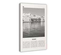 NEOHI Rabat Black And White, Morocco City Travel Landscape Canvas Modern Poster Wall Art Prints Paintings Living Room Bedroom Decor 20x30inch(50x75cm)