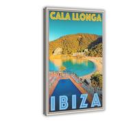 NEOHI Retro Vintage Style Travel Poster Ibiza Spain Cala LLonga Holiday Vacation Canvas Modern Poster Wall Art Prints Paintings Living Room Bedroom Decor 12x18inch(30x45cm)