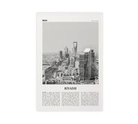 NEOHI Riyadh Black And White, Retro City Map Travel Landscape Canvas Wall Art Posters And Prints Room Aesthetic Bedroom Office Decor 12x18inch(30x45cm)
