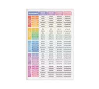 NEOHI Spanish Language, 24 IRREGULAR VERBS 2, Conjugation, Tenses, Grammar Chart, Classroom Canvas Modern Poster Wall Art Prints Paintings Living Room Bedroom Decor 20x30inch(50x75cm)