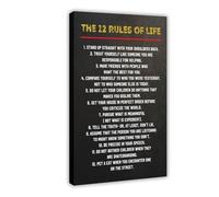 NEOHI THE 12 RULES OF LIFE 1 Inspirational Vintage Poster Black And White Room Aesthetics Canvas Art Wall Decor Posters Home Bar Restaurant Garage Cafe Logo Gift 24x36inch(60x90cm)
