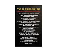 NEOHI THE 12 RULES OF LIFE 1 Inspirational Vintage Poster Black And White Room Aesthetics Canvas Art Wall Decor Posters Home Bar Restaurant Garage Cafe Logo Gift 20x30inch(50x75cm)