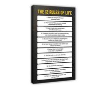 NEOHI The 12 Rules of Life Inspirational Vintage Poster Black And White Room Aesthetics Canvas Modern Poster Wall Art Prints Paintings Living Room Bedroom Decor 20x30inch(50x75cm)
