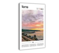 NEOHI Varna Bulgaria Around World Travel Landscape of Famous European Cities Canvas Art Wall Decor Posters Home Bar Restaurant Garage Cafe Logo Gift 24x36inch(60x90cm)