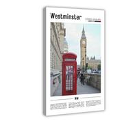 NEOHI Westminster London, England Around World Travel Landscape of Famous European Cities Canvas Wall Art Posters And Prints Room Aesthetic Bedroom Office Decor 24x36inch(60x90cm)