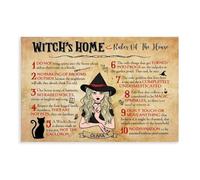 NEOHI Witch's Home Rules of The House HOme Decor Ver Vintage Room Aesthetics Canvas Art Wall Decor Posters Home Bar Restaurant Garage Cafe Logo Gift 12x18inch(30x45cm)