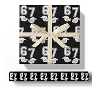 NeoJoy 67 Wrapping Paper Funny 6 7 Meme Kids Boy Birthday Christmas Gift Wrap Black Bag Party Decoration 17x29.5” 10 Sheets In A Roll