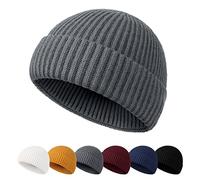 NEOLA Beanie Hat Men - Fisherman Beanie Trawler Beanie Knitted Cuffed Winter Hat Skullcap Gifts for Men UK Grey