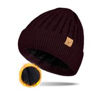 NEOLA Beanie Hat Men - Winter Hats Thermal Trawler Beanie Hats Soft Classic Knitted Cuffed Beanies Gifts for Men UK Burgundy