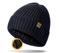 NEOLA Beanie Hat Men - Winter Hats Thermal Trawler Beanie Hats Soft Classic Knitted Cuffed Beanies Gifts for Men UK Navy Blue