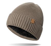 NEOLA Men’s Beanie Hat - Warm, Soft Fleece-Lined Knit Beanie for Winter - Comfortable, Snug Fit, Stretchy, Velvety Inner Lining - Stylish & Durable Khaki