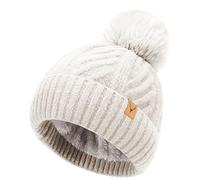 NEOLA Winter Hats for Women - Fleece Lined Beanie Hat Ladies Soft Warm Knit Bobble Hat with Detachable Chunky Faux Fur Pom Pom for Outdoor Sports Ski UK