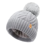 NEOLA Winter Hats for Women - Fleece Lined Beanie Hat Ladies Soft Warm Knit Bobble Hat with Detachable Chunky Faux Fur Pom Pom for Outdoor Sports Ski UK
