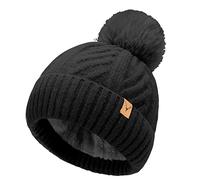 NEOLA Winter Hats for Women - Fleece Lined Beanie Hat Ladies Soft Warm Knit Bobble Hat with Detachable Chunky Faux Fur Pom Pom for Outdoor Sports Ski UK