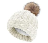 NEOLA Winter Hats for Women - Fleece Lined Beanie Hat Ladies Soft Warm Knit Bobble Hat with Detachable Chunky Faux Fur Pom Pom for Outdoor Sports Ski UK