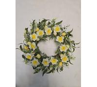 NeoL'artes 22inch Large Spring Wreath with Daffodil and Easter Eggs, 55cm Artificial Door Grapevine Wreath for Spring and Summer Indoor Outdoor Porch