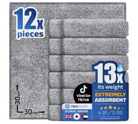 NeoLavish® - Microfibre Cleaning Cloth - Thick, Super Absorbent Towels | 12 Pack, 30x30 cm - Lint-Free Bamboo Washcloths for Dishwashing, Sink, Dusting & Surfaces - Fast Dry, Reusable
