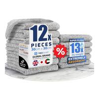 NeoLavish® - Microfibre Cleaning Towel, Super Absorbent - 12 Pack, 30 x 30 cm - Lint-Free - Bamboo Kitchen Cloths for Dish, Sink, Dust and any Surfaces - Fast Dry, Reusable