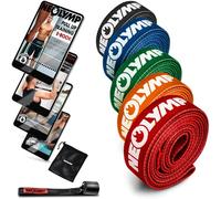 NEOLYMP Pull up exercise band made of fabric + e-book with over 100 exercises (Set of 5 - blue/green/orange/orange/red/black) - pull up resistance bands resistance bands set fabric resistance bands