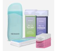 NEOMANN Torquoise Wax n’Roll,Wax roller with 1pc rose 1pc honey wax refills and 6pcs after treatment and 50pcs wax paper