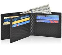 NeoMonte Handmade RFID Leather Bifold Wallets for Men in Multiple Colors offering 9 Cards and 1 ID Slots, Black Carbon, S, Genuine Leather Bi Fold Minimalist Wallet with RFID Protection
