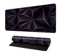 Neon 3D Geometry Colorful Crack Cool Extended Gaming Mouse Pad Mat with Stitched Edge Non-Slip Base Big Mouse Pad Office Computer Keyboard Laptop Home （You can DIY any pattern）