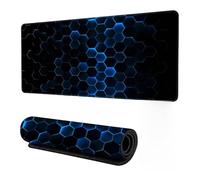 Neon 3D Geometry Colorful Crack Cool Extended Gaming Mouse Pad Mat with Stitched Edge Non-Slip Base Big Mouse Pad Office Computer Keyboard Laptop Home（You can DIY any pattern）