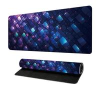Neon 3D Geometry Colorful Crack Cool Extended Gaming Mouse Pad Mat with Stitched Edge Non-Slip Base Big Mouse Pad Office Computer Keyboard Laptop Home （You can DIY any pattern）