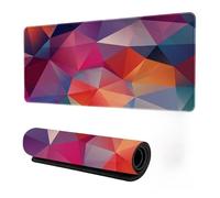 Neon 3D Geometry Colorful Crack Cool Extended Gaming Mouse Pad Mat with Stitched Edge Non-Slip Base Big Mouse Pad Office Computer Keyboard Laptop Home （You can DIY any pattern）