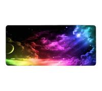Neon 3D Geometry Colorful Crack Cool Extended Gaming Mouse Pad Mat with Stitched Edge Non-Slip Base Big Mouse Pad Office Computer Keyboard Laptop Home （You can DIY any pattern）