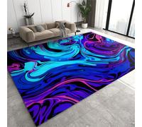 Neon Abstract Liquid Paint Round Area Rug - Kids Play Carpet 100 x 150 cm Bedroom Floor Decor Stylish Non-Slip Design Perfect for Playrooms and Nurseries