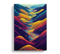 Neon Abstract Mountain Landscape No.1 Canvas Print | Gallery Wrapped 30mm Frame Wall Art | 30x20 inches | Ready to Hang | Abstract Landscape Picture | Living Room Bedroom Lounge Office