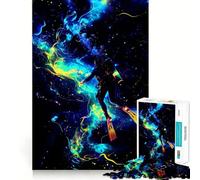 Neon Abyss︰ Diver in Motion 1000 Piece Jigsaw Puzzles for Adults Teenagers Mind Puzzle Stress Free Art Assembly Thoughtful Gift (38x52cm)