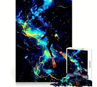 Neon Abyss︰ Diver in Motion Jigsaw Puzzles for Teenagers 1000 Pieces Strong Logic Toy Shared Fun Clear Edge Lovely Present (38x26cm)