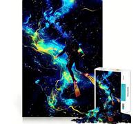 Neon Abyss︰ Diver in Motion Jigsaw Puzzles for Teenagers 1000 Pieces Strong Logic Toy Shared Fun Clear Edge Lovely Present (38x26cm)