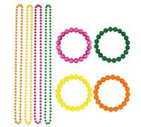 Neon Accessories 8PCS, 90s and 80s Accessories for Neon Party, Rainbow Retro Beaded Jewelry for 80s And90s Fancy Dress, Rave and Themed Parties, Suitable for Seniors, Young People and Children