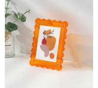 Neon Acrylic Picture Frame 4x6 Floating Display(orange) | Thickened acrylic build, neon glow effect, for crystal clear transparency, plastic, modern aesthetic