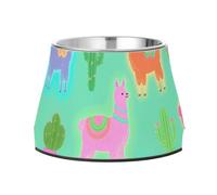 Neon Alpaca Colorful Green Dogs Food Bowls Elevated Stainless Steel Pets Basic Bowls for Small Pet Whisker Relief platos para perros grandes