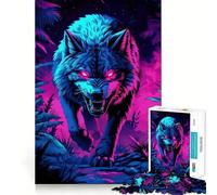 Neon Alpha Wolf 1000 Piece Jigsaw Puzzles for Adults Teenagers Logic Toy Relax Time Precision Cut (38x26cm)