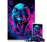 Neon Alpha Wolf for Adults 1000 Piece Jigsaw Puzzle Thought Toy Anxiety Relief Precise Edge Thoughtful Gift (50x75cm)