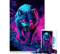 Neon Alpha Wolf for Adults 1000 Piece Jigsaw Puzzle Thought Toy Anxiety Relief Precise Edge Thoughtful Gift (50x75cm)