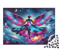 Neon Angel 1000 Piece Puzzle Rainbow Wings Recycled Paper Thick Cardboard Framable Wall Art Home Decor For Adults 38x26cm/1000pcs