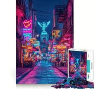 Neon Angel Alley, Mexico 1000 Piece Jigsaw Puzzles for Adults Jigsaw Brain Skill Warm Time Exact Edge (38x26cm)