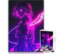 Neon Angel Girl 1000 Piece Teenager Puzzles Logical Fun Educational Activity Unique Gift with Warm Sentiment Size 38x26cm