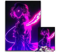 Neon Angel Girl 1000Piece Puzzle Wooden Jigsaw Puzzles for Adults Challenging Brain Teaser Family Activity Home Decor 1000 PCS(38x26cm)